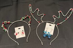 Claire's Holiday Costume Headbands & Earrings Bundle Lot Christmas Accessories